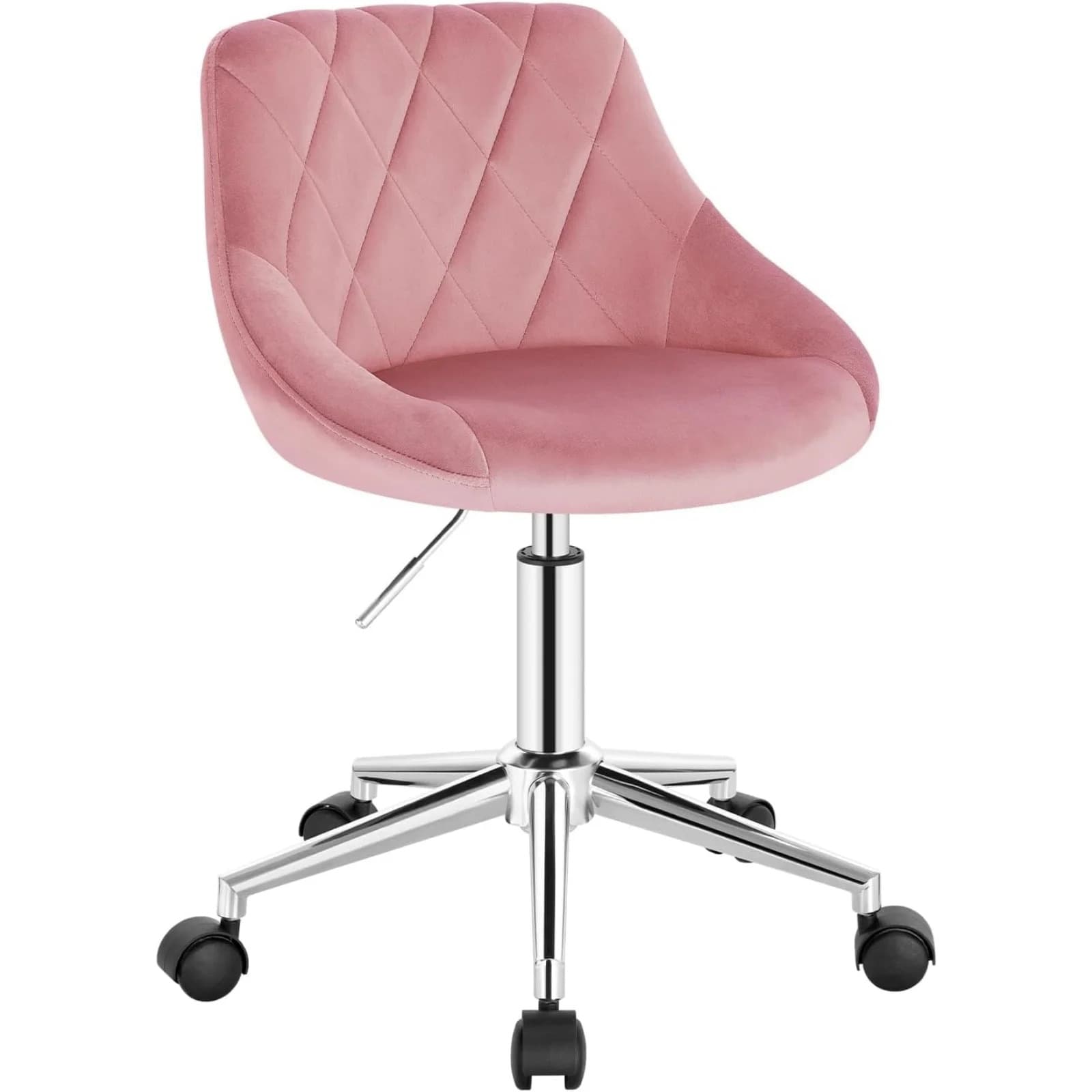 Chaise de bureau en velours Eugad, pivotante à roulettes