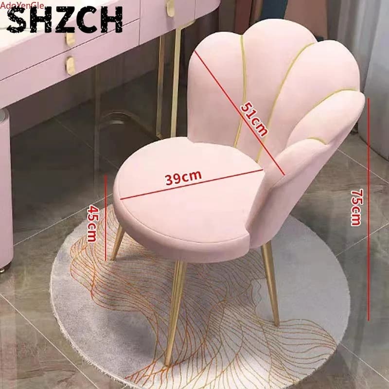 Chaise en velours nordique à dossier souple, tabouret de réception