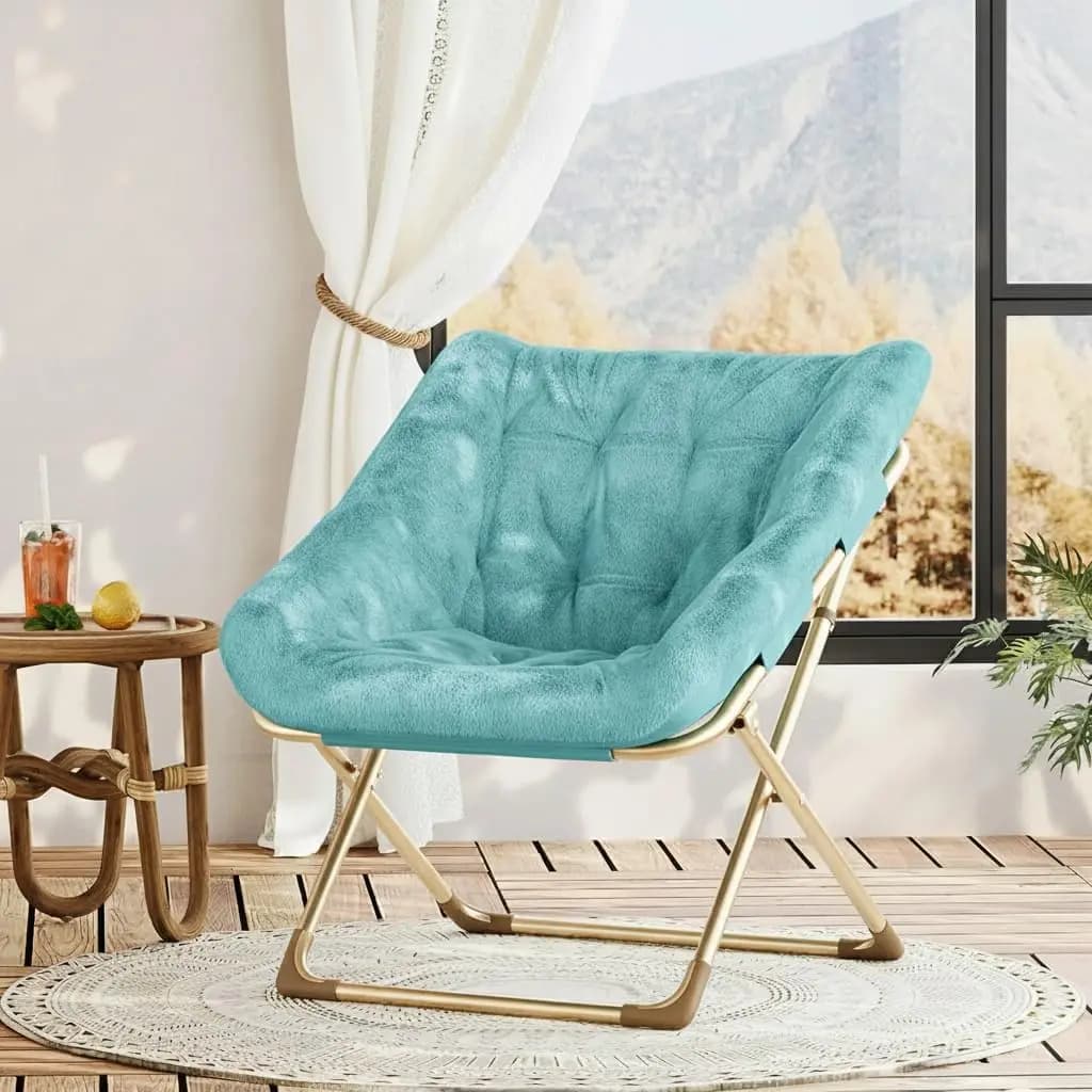 Fauteuil pliant en fausse fourrure, forme lune, pour adulte